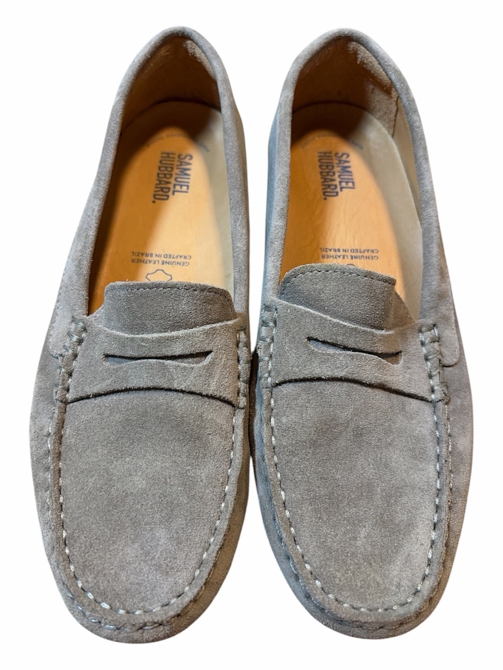 Samuel Hubbard Gray Suede Leather Penny Loafers Women’s 8M Comfort Shoes